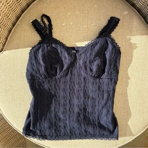 Navy Blue Lace Camisole Top